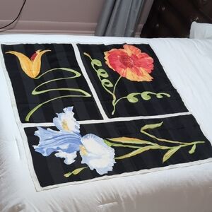 Floral Patterned Quilt with Black Background